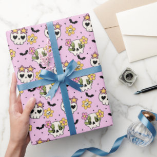 Papier Cadeau Halloween Fille Chauve-Feu Rose Et Chauve-Feu