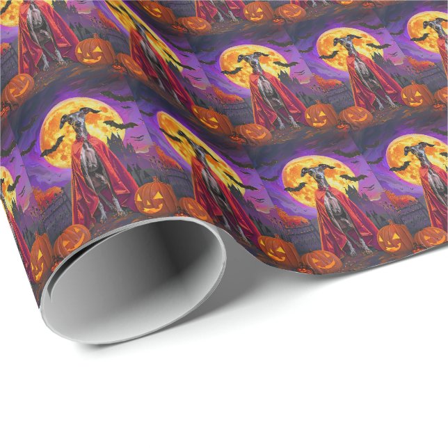 Papier Cadeau Halloween Greyhound Mountain Vampire Citrouilles (Coin rond)