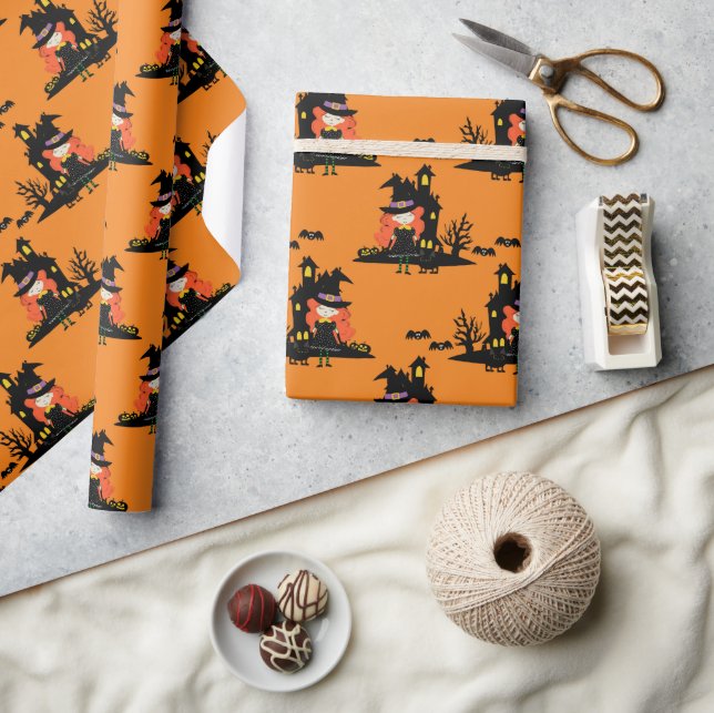 Papier Cadeau Halloween Haunch House Orange (Artisanat)