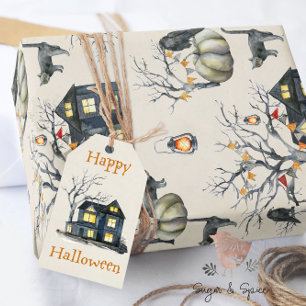 Papier Cadeau Halloween Haunted House Wrapper Papier