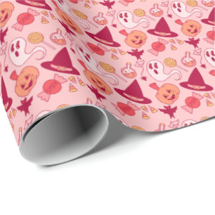 Papier Cadeau Halloween mignonne Pastel rose fille d'anniversair