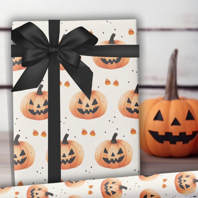 Papier Cadeau Halloween Motif Jack-O-Lantern (Classic Vintage Autumn Blue and Orange Plaid Wrapping Paper)