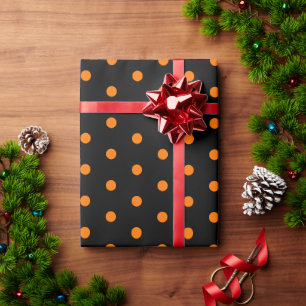 Papier Cadeau Halloween Pois orange Anniversaire Texte personnal