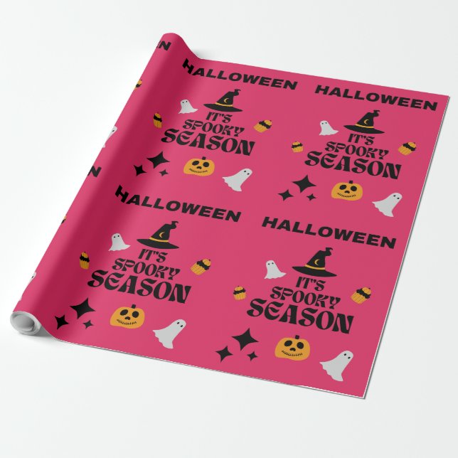 PAPIER CADEAU HALLOWEEN ROSE DE SAISON ÉFFRAYANTE (Déroulé)