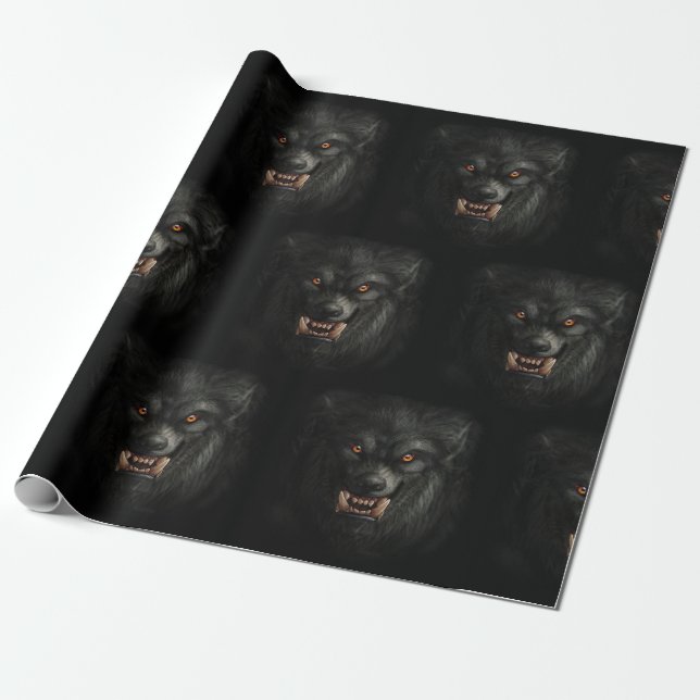 Papier Cadeau Halloween Scary Werewolf (Déroulé)