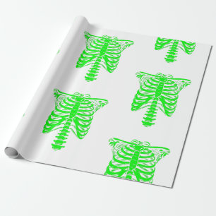 Papier Cadeau halloween Skeleton Rib Acide caissé vert