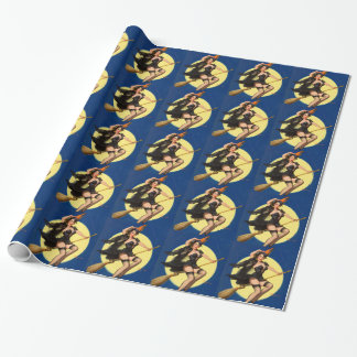Papier Cadeau Halloween sorcière pin up fille