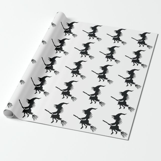 Papier Cadeau Halloween sorcière volante (Déroulé)