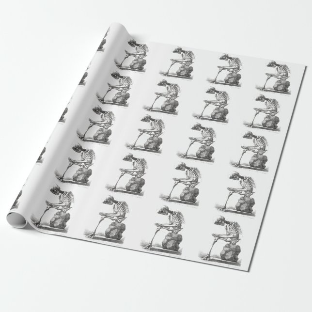 Papier Cadeau Halloween squelette assis anatomie (Déroulé)