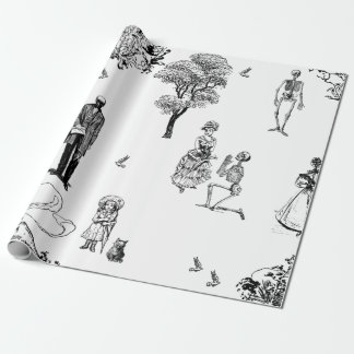 Papier Cadeau halloween squelette victorien toile crâne