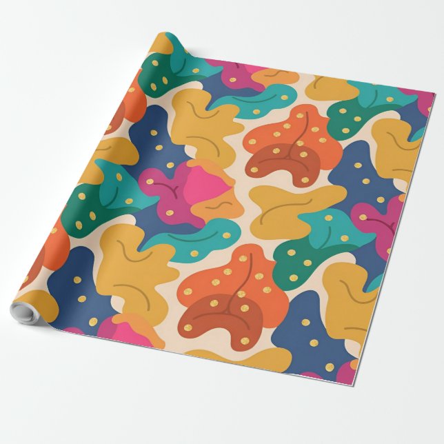 Papier Cadeau Halloween Whimsical Feuilles d'automne Motif sans  (Déroulé)