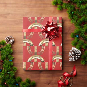 Papier Cadeau Halo autour du rouge et de l'or de motif de flamme