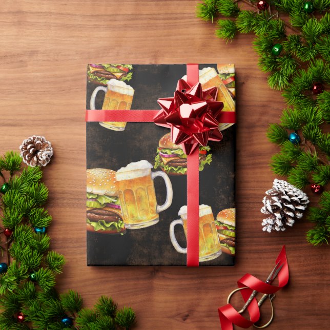 Papier Cadeau Hamburger et bière  (Cadeau de vacances)