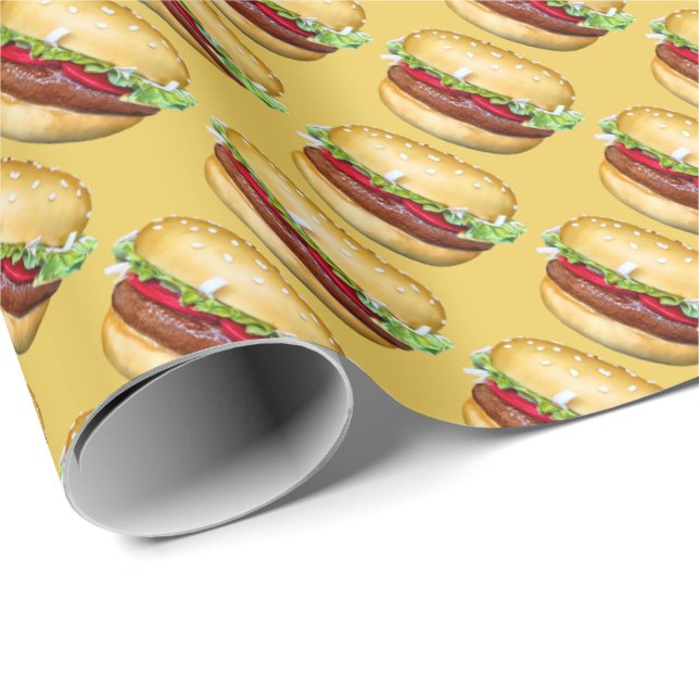 Papier Cadeau Hamburger heureux (Coin rond)