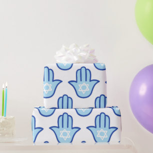 Papier Cadeau Hamsa Main Juive Vacances Hanoukka Enveloppement C