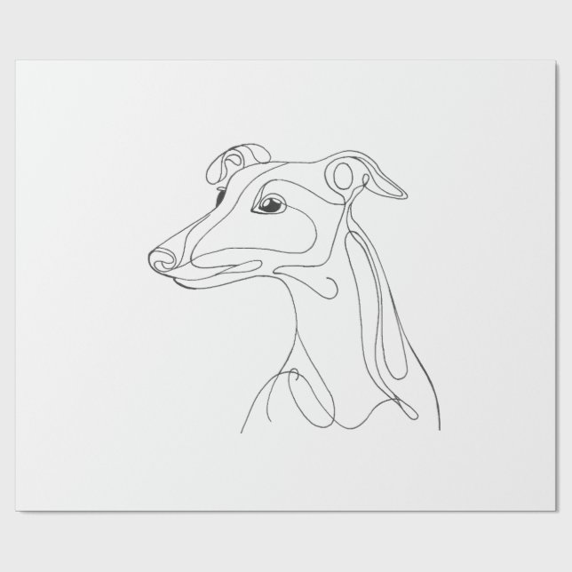 Papier Cadeau Hand Drawn Greyhound Line Art - Minimalist Design (Plat)