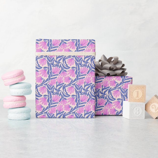 Papier Cadeau Hand Painted Floral Pattern Wrapping Paper Roll (Baby Shower)