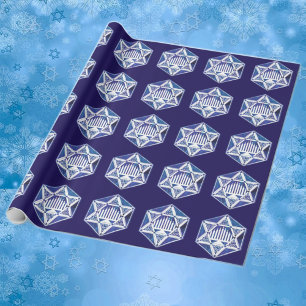 Papier Cadeau Hannukah Menorah et Star