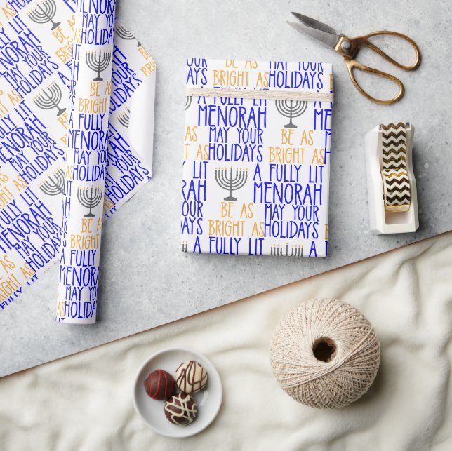 Papier Cadeau Hanoukka Aussi Lumineux Qu'Une Menorha Pleine (Artisanat)