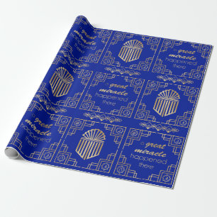 Papier Cadeau Hanoukka Dreidel Art Déco Papier d'enveloppement