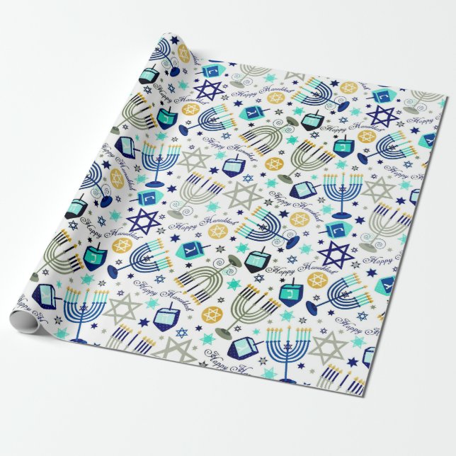 Papier Cadeau Hanoukka heureux (Déroulé)