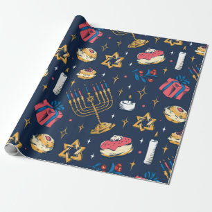 Papier Cadeau Hanoukka Motif Hannukkah cadeau juif mignon été