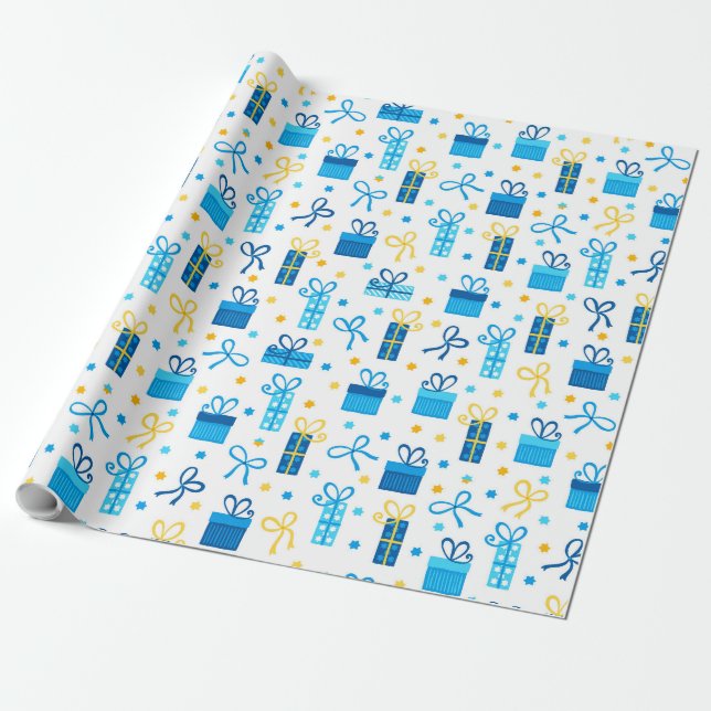Papier Cadeau Hanoukka présente du papier d'emballage (Déroulé)