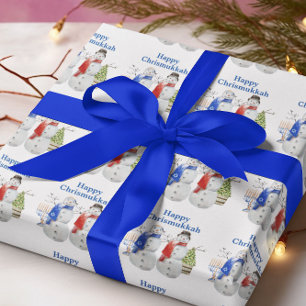 Papier Cadeau Hanoukka Snowman Christmas Chrismukkah