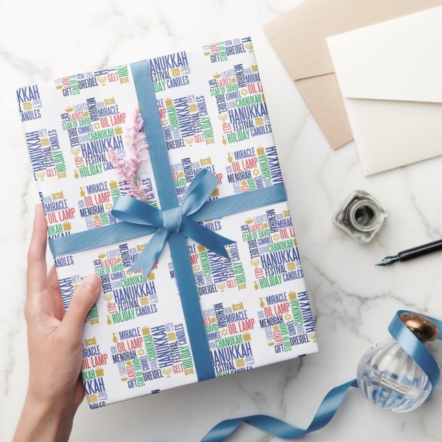 Papier Cadeau Hanoukka Words Holiday Wrapper Paper (Cadeaux)