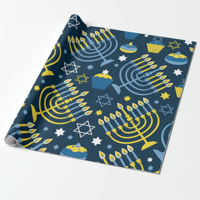 Papier Cadeau "Hanukkah" (Déroulé)
