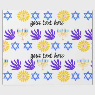 Papier Cadeau Hanukkah Wrapping Paper – Menorah, Star of David