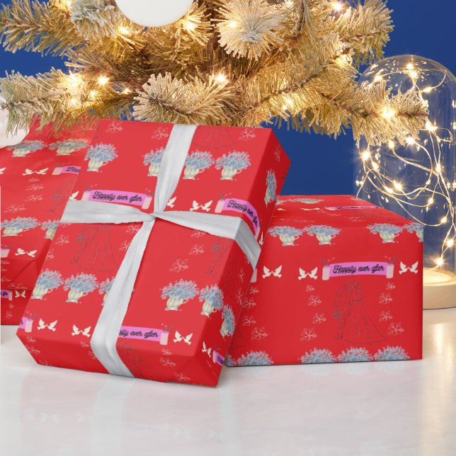 Papier Cadeau Happily ever after red (Vacances)