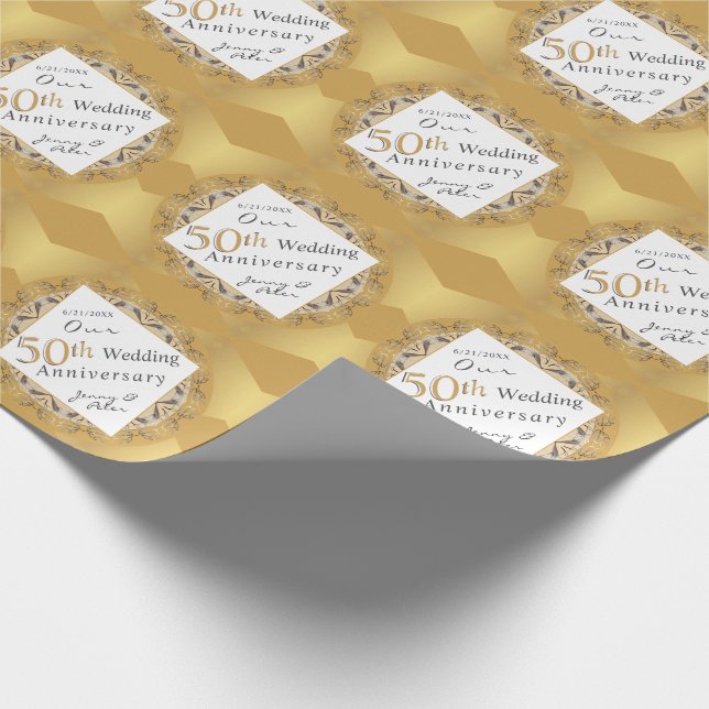 Papier Cadeau "Happy 50th Anniversary" Matte Gold Color (Coin)