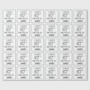 Papier Cadeau HAPPY 67E ANNIVERSAIRE ; Style Art Déco ; Nom pers