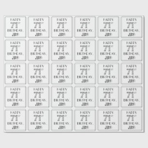 Papier Cadeau HAPPY 71E ANNIVERSAIRE ; Style Art Déco ; Nom pers