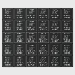 Papier Cadeau HAPPY 83E ANNIVERSAIRE ; Style Art Déco avec/ Nom 