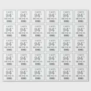 Papier Cadeau HAPPY 94E ANNIVERSAIRE ; Style Art Déco ; Nom pers