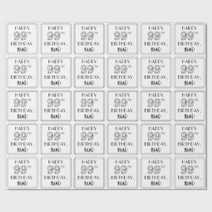 Papier Cadeau HAPPY 99E ANNIVERSAIRE ; Style Art Déco ; Nom pers