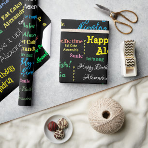 Papier Cadeau Happy Birthday Wrapping Papier Nom personnalisé