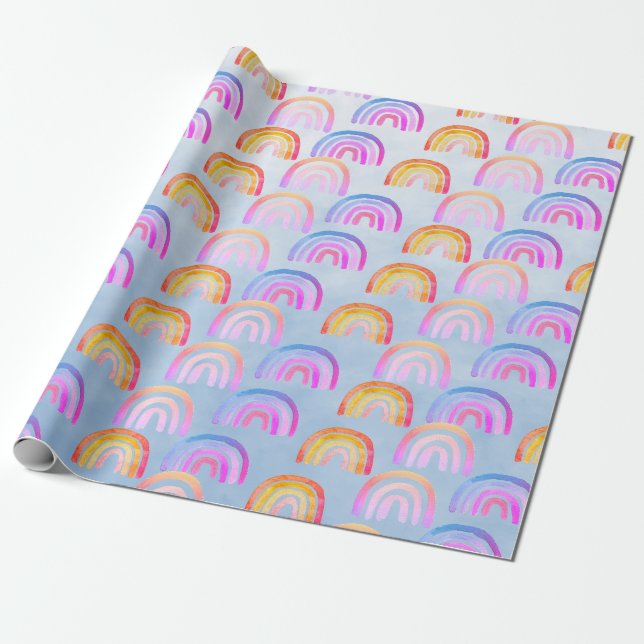 Papier Cadeau Happy Boho Rainbows & Big Blue Sky (Déroulé)