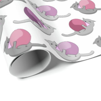 Papier Cadeau Happy Cute Cats Playing with Balls