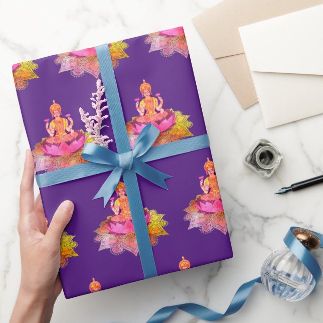Papier Cadeau Happy Diwali - Deepalavi Lakshmi Goddess 4 (Cadeaux)