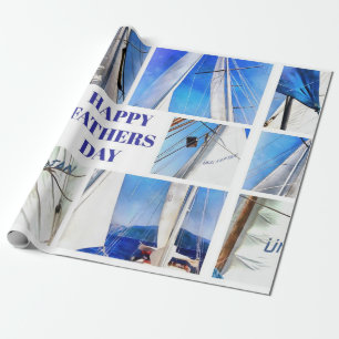 Papier Cadeau Happy Fête des pères Artistic White Sails Collag