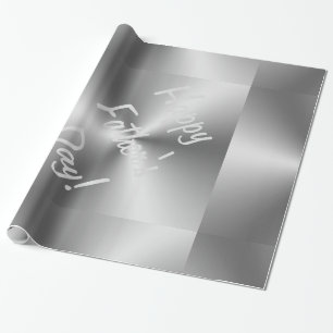 Papier Cadeau Happy Fête des pères Metallic Silver Enveloppement