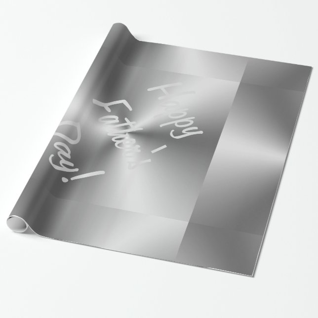 Papier Cadeau Happy Fête des pères Metallic Silver Enveloppement (Déroulé)