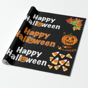 Papier Cadeau Happy Halloween éffrayant jack-o-lanterne bonbon m