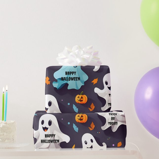 Papier Cadeau Happy Halloween Mini Fantômes Envelopper le papier (Créateur téléchargé)