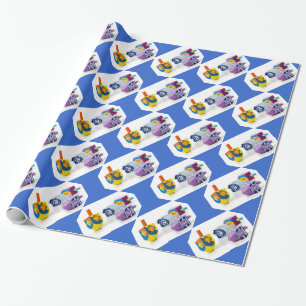Papier Cadeau Happy Hanoukka Dreidls Cadeaux Envelopper