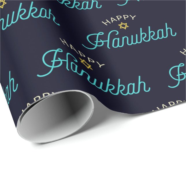 Papier Cadeau Happy Hanoukka Wrapper Paper (Coin rond)
