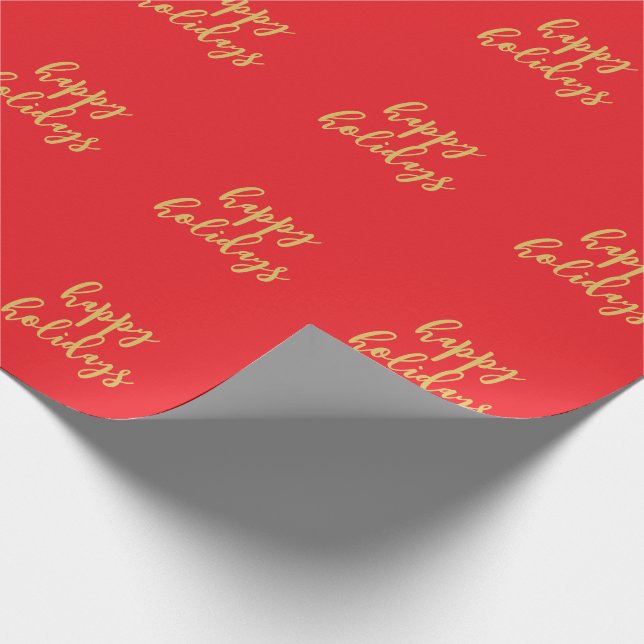 Papier Cadeau Happy Holidays Christmas New Year Season Red Gold (Coin)